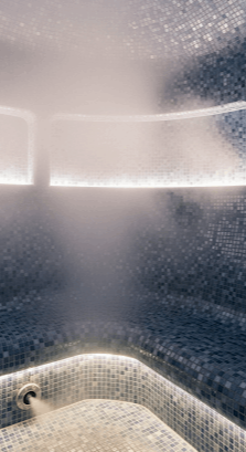 Modern tasarıma sahip bir buhar odası – Esse Havuz projesi