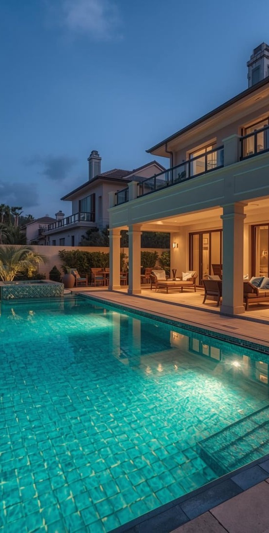 Modern villa tipi havuz tasarımı, Fonksiyonel villa havuzu çözümleri, Şık ve estetik villa havuz projeleri